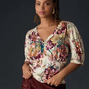 Anthropologie Floral Tiny Adelaide Top Size Medium